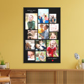 12-Foto-Gedächtniskollektion mit Herz auf Schwarz Leinwanddruck (Insitu (Wohnzimmer))