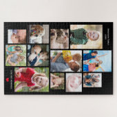 12-Foto-Gedächtniskollektion mit Herz auf Schwarz Puzzle (Horizontal)