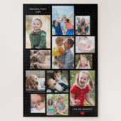 12-Foto-Gedächtniskollektion mit Herz auf Schwarz Puzzle (Vertikal)