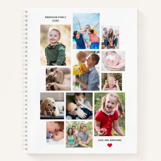 12 Foto-Gedächtniskollektion mit Herz auf Weiß Notizblock (Vorderseite)