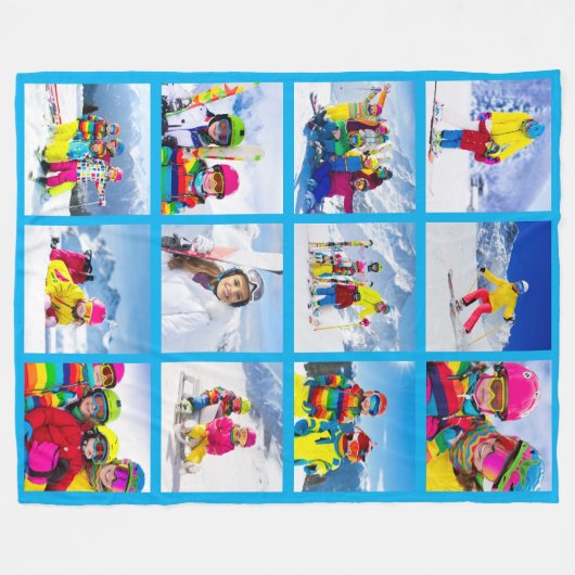 12 Foto Grid Collage Azure Fleecedecke (Vorderseite (Horizontal))