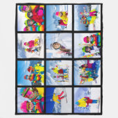 12 Foto Grid Collage Black Fleecedecke (Vorderseite)