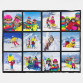 12 Foto Grid Collage Black Fleecedecke (Vorderseite (Horizontal))
