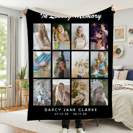 12 Foto Grid 'In Loving Memory' Memorial Fleecedecke
