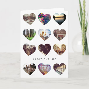 12 Foto-Herz-Collage Valentinstag Liebeskarte Feiertagskarte