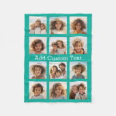 12 Foto Instagram Collage mit aquamarinem Hintergr Fleecedecke (Vorderseite)