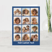 12 Foto Instagram Collage mit blauem Hintergrund Karte (Vorderseite)