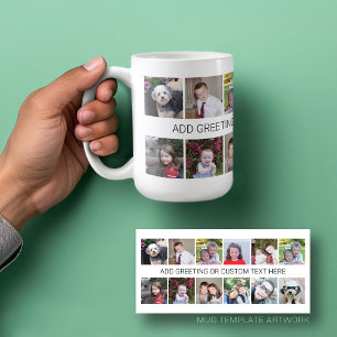 12-Foto-Instagram-Collage mit einer Textzeile Kaffeetasse