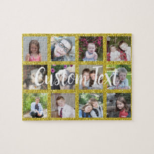 12 Foto Instagram Collage mit falschem Gold Glitte Puzzle