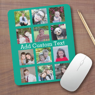 12 Foto Instagram Collage mit grünem Hintergrund Mousepad