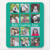 12 Foto Instagram Collage mit grünem Hintergrund Mousepad (Vorne)