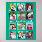 12 Foto Instagram Collage mit grünem Hintergrund Poster (Vorne)