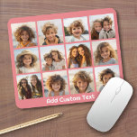 12 Foto Instagram Collage mit Korallenhintergrund Mousepad<br><div class="desc">Fügen Sie Ihre Lieblings-Bilder zu dieser lustigen Vorlage. Sie können Instagram-Foto oder andere Foto für dieses Raster verwenden.</div>