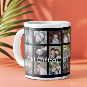 12 Foto Instagram Collage mit schwarzem Hintergrun Jumbo-Tasse