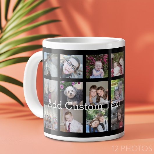 12 Foto Instagram Collage mit schwarzem Hintergrun Jumbo-Tasse
