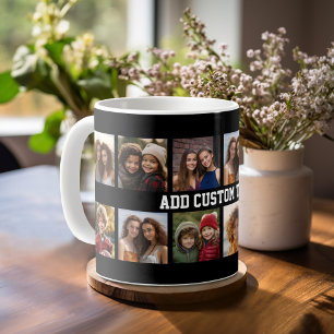 12 Foto Instagram Collage mit schwarzem Hintergrun Kaffeetasse