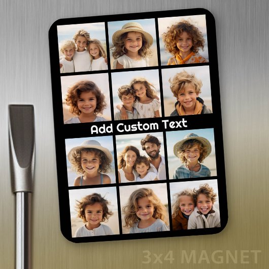 12 Foto Instagram Collage mit schwarzem Hintergrun Magnet