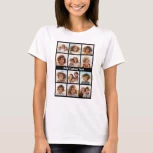 12-Foto-Instagram-Collage mit schwarzem Hintergrun T-Shirt