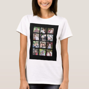 12 Foto Instagram Collage mit schwarzem T-Shirt