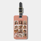 12 Foto Instagram Collage - Pastel Coral Rose Gepäckanhänger (Vorderseite vertikal)