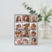 12 Foto Instagram Collage Pastellgrauer Hintergrun Postkarte (Stehend Vorderseite)