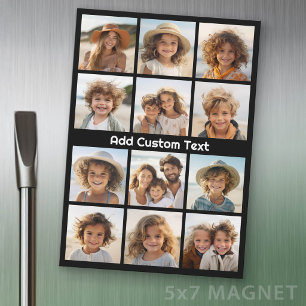 12 Foto Instagram Collage Schwarz mit Text Magnet
