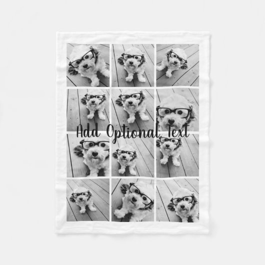 12 Foto Instagram Collage - Schwarzweiß Fleecedecke (Vorderseite)