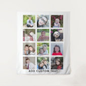 12 Foto Instagram Collage - weiß mit schwarzer Sch Wandteppich (Vorderseite)