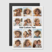 12 Foto Instagram Collage Weiß mit Text Magnet (Vorne/Hinten)