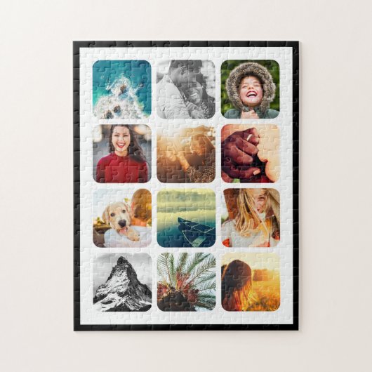 12 Foto Jigsaw Puzzle Template Runded Grid Frame (Vertikal)