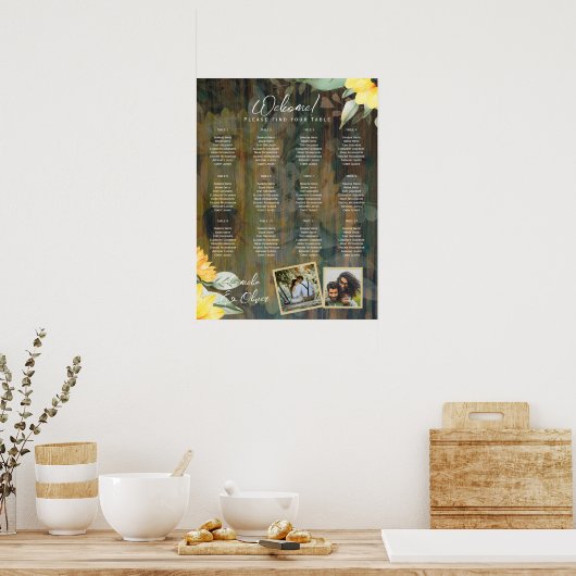 12 FOTO mit rustikalen Holzliegestühlen Poster (Küche)