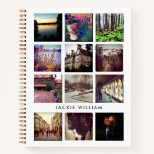 12-Foto-Notebook mit weißem und schwarzem Hintergr Notizblock