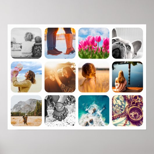 12 Foto Poster Template Gitter Rundrahmen Wand (Vorne)