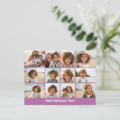 12-Foto-Raster-Collage - Lila - Mod Typ Postkarte (Stehend Vorderseite)