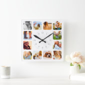 12-Foto-Rundschr. Quadratische Wanduhr (Zuhause)