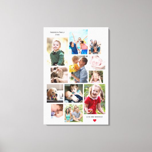 12 Foto-Speicherkollektion mit Herz Leinwanddruck (Vorderseite)