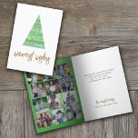 12 Foto - Warmest Wishes Christmas Tree Ornaments Feiertagskarte<br><div class="desc">FRONT DESIGN: Ein moderner, minimaler Weihnachtsbaum mit Aquarellfarben und Ornamenten. Der Gruß - Warmste Wünsche - kann geändert werden. Die Hintergrundfarbe ist weiß. — INNERES DESIGN: Verwenden Sie 12 quadratische Fotos mit dem Thema zentriert. Die 12 Gitter-Foto-Collage verwendet quadratische Foto gestapelt, um mehrere Fotos hinzuzufügen. Um die besten Ergebnisse zu...</div>