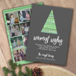 12 Foto - Warmest Wishes Christmas Tree Ornaments Feiertagskarte<br><div class="desc">FRONT DESIGN: Ein moderner, minimaler Weihnachtsbaum mit Aquarellfarben und Ornamenten. Der Gruß - Warmste Wünsche - kann geändert werden. Ein Nachrichtenbereich ist auch mit einem Bereich zum Hinzufügen einer Familiensignatur und einzelner Namen enthalten. Die Hintergrundfarbe ist kohlegrau. — BACK DESIGN: Verwenden Sie 12 quadratische Fotos mit dem Thema zentriert. Die...</div>