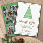 12 Foto - Warmest Wishes Christmas Tree Ornaments Feiertagskarte<br><div class="desc">FRONT DESIGN: Ein moderner, minimaler Weihnachtsbaum mit Aquarellfarben und Ornamenten. Der Gruß - Warmste Wünsche - kann geändert werden. Ein Nachrichtenbereich ist auch mit einem Bereich zum Hinzufügen einer Familiensignatur und einzelner Namen enthalten. Die Hintergrundfarbe ist weiß. — BACK DESIGN: Verwenden Sie 12 quadratische Fotos mit dem Thema zentriert. Die...</div>