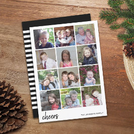 12 Foto Weihnachtscollage - Cheers Minimalistisch Feiertagskarte