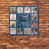 12 Foto Zeit mit Familienangebot Blue Wood verbrac Quadratische Wanduhr