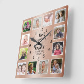 12 Foto Zeit mit Kupfer für Familienangebote Quadratische Wanduhr (Winkel)