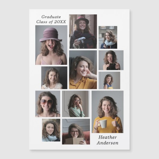 12 FotoCollage Abschluss Magnetkarte (Vorderseite)