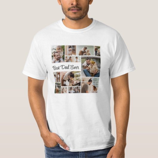 12 FotoCollage Bester Vater für Männer T-Shirt (Vorderseite)