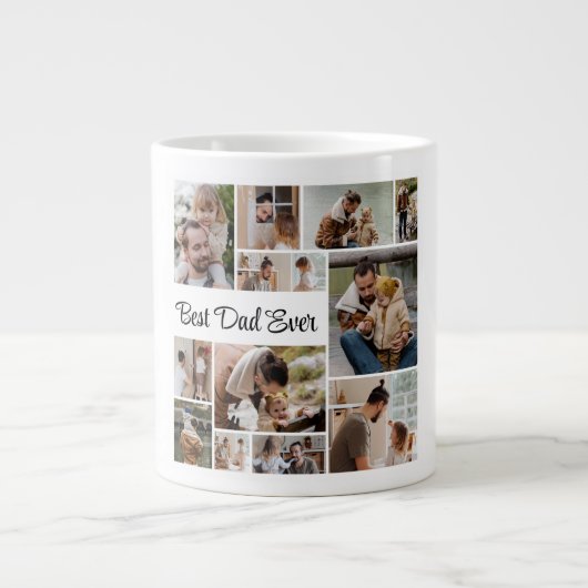 12 FotoCollage Bester Vater je Jumbo-Tasse (Vorderseite)