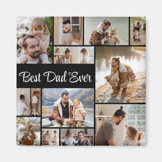 12 FotoCollage Bester Vater je Magnet (Vorne)