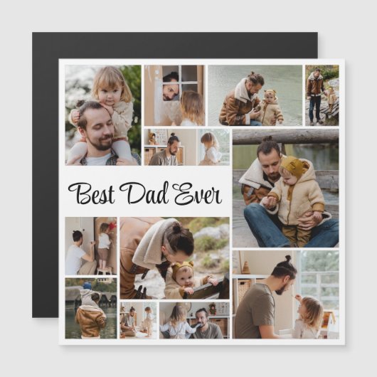 12 FotoCollage Bester Vater je Magnetkarte (Vorne/Hinten)