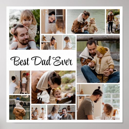 12 FotoCollage Bester Vater je Poster (Vorne)