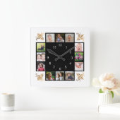 12 Fotocollage Erstellen Sie Ihre eigenen Schwarze Quadratische Wanduhr (Zuhause)