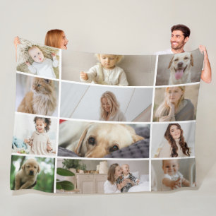 12 FotoCollage Family Personalisiert Fleecedecke